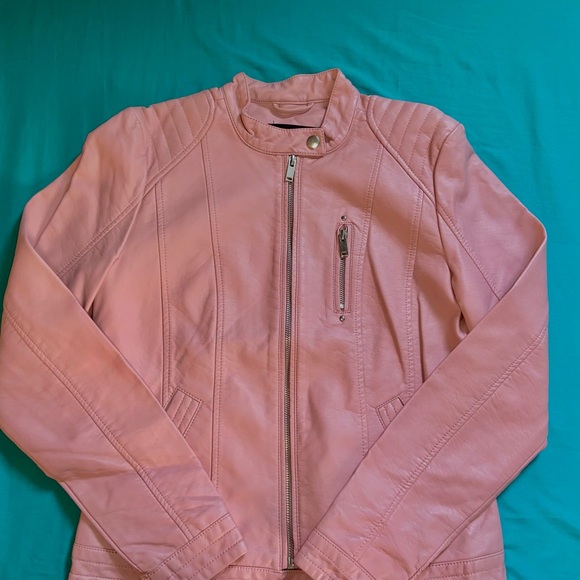 Vero Moda pink faux leather jacket size Small - Picture 1 of 4